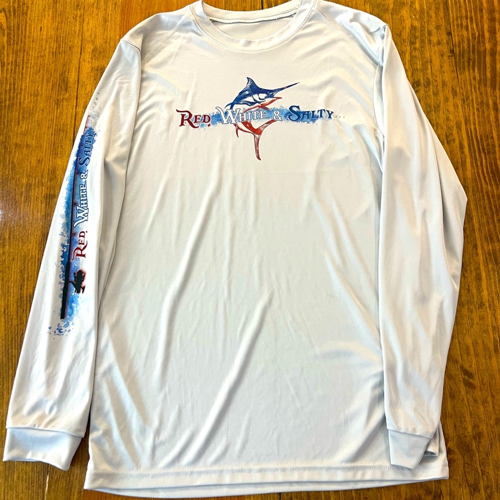 Red White & Salty Adult Men’s Medium Long Sleeve Shirt